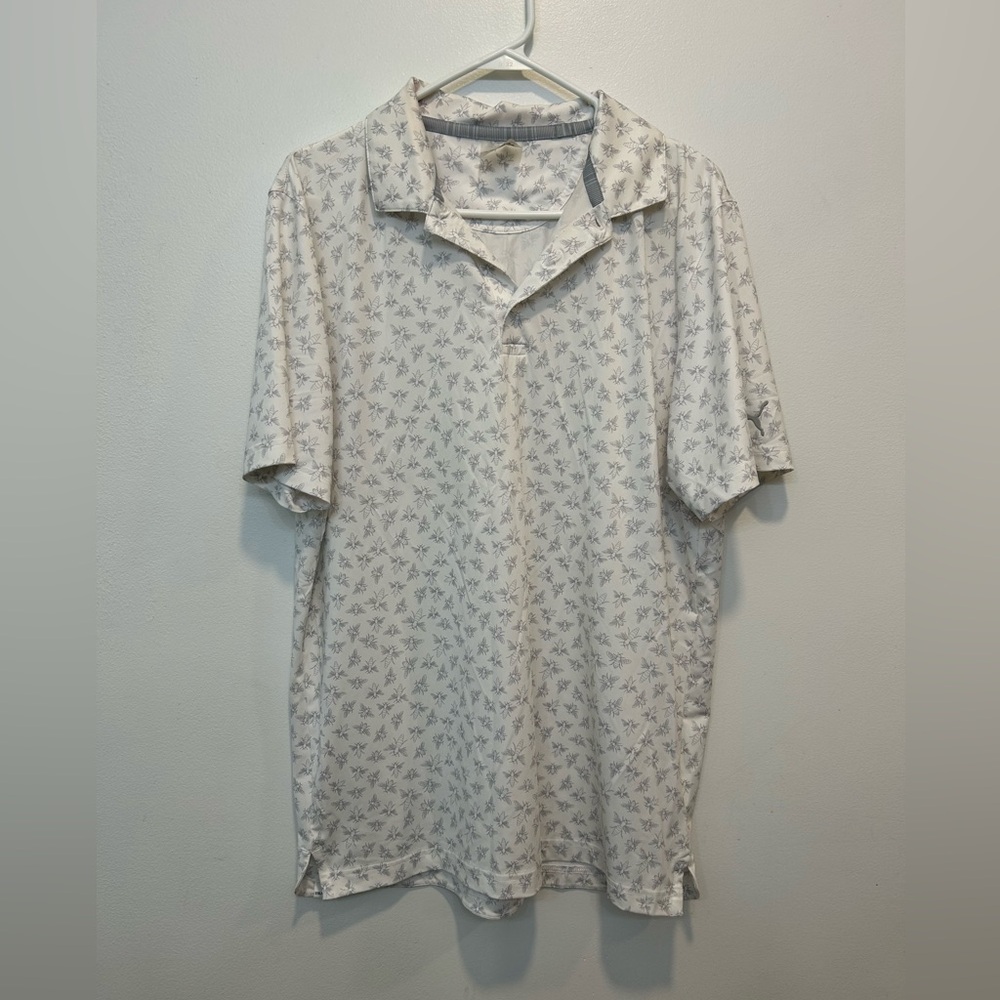 Puma White and Gray Polo Shirt with Bee Pattern